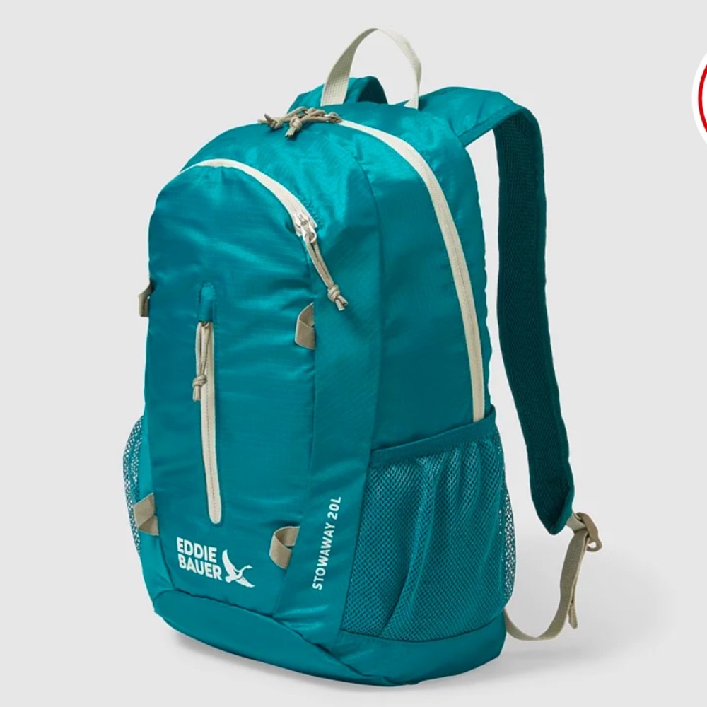 New Eddie Bauer Stowaway Packable 20L Backpack Pack Deep Turquoise Blue Green